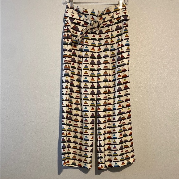 Ted Baker Boa Triangle Print Cropped Trouser Pants Cream Multicolor Size 2 - Picture 3 of 6